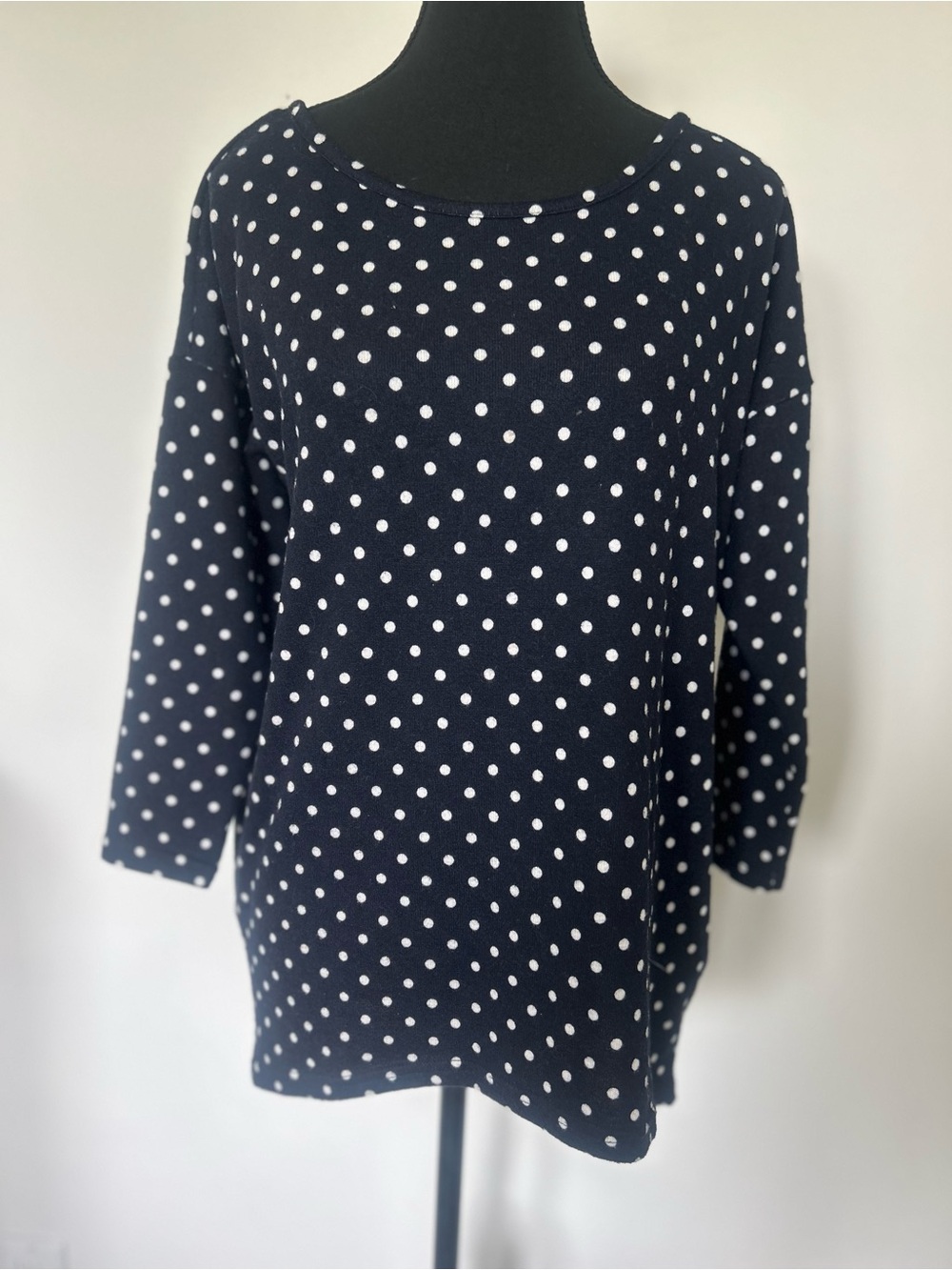 Only Navy and White Polka Dot Long Sleeve Top